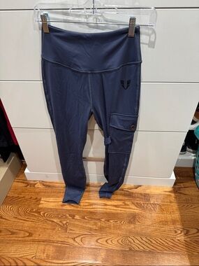 High-Waist Slate Blue Cargo Leggings